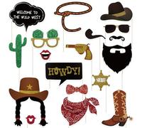 Abaodam 18Pcs West Photo Booth Puntelli Kit Western Photo Booth Decorazioni Per Feste Oggetti Di Scena Con Bastoncini Di Per Western Festa A Tema Cowgirl