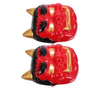 Abaodam 2 Maschere da Samurai Giapponesi Rosse in Plastica per Cosplay Horror e Feste di Carnevale, Maschere da Demone Tengu per Decorazioni Ristorante e Negozio, Accessori