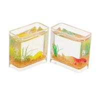 Abaodam 2 Miniature Resin Fish Tank Realistic Square Goldfish Bowls For Dollhouse Decor Compact Portable Tiny Aquarium For Betta Fish Display And Desktop Crafts