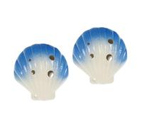 Abaodam 2 Pezzi 6 Ocarina Ocarine Girocollo in Conchiglia Collana Di Conchiglie Di Mare Set Da Gioco Per Bambini I Principianti Praticano Lo Strumento a Fiato Blue Ceramica