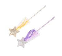 Abaodam 2 Pezzi Bacchette Fatate a Stella Glitterata, Accessori per Costume da Fata, Giocattoli Scenografici per Feste e Spettacoli , Colori Viola e Oro