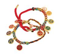 Abaodam 2 Pezzi Bracciale Portafortuna dei Cinque dei Ricchezza, Corda | Gioiello Tibetano Artigianale, Corda di Cotone, Stile Etnico Tradizionale, Adatto a Uomo e Donna
