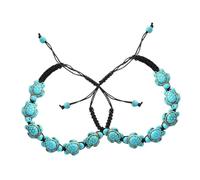 Abaodam 2 pezzi Bracciale Tartaruga Intrecciato Handmade in Turchese Regolabile Elegante Accessorio Donna con Perline Colorate Idea Regalo Creativa