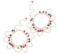 Abaodam 2 Pezzi Bracciali Cavigliera Bohemien con Campanellini Colorati per Costume Belly Dance e Accessori Danza Regolabili per Spiaggia e Performance Danza Tribal
