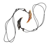 Abaodam 2 pezzi Collana Uomo con Ciondolo Dente di Squalo Nero e Marrone Gioiello Maschile alla Moda per Ragazzi Accessorio Unico per Feste e Club