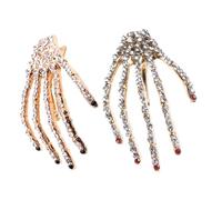 Abaodam 2 Pezzi Forcina per Chioma Artigianale a Forma di Mano Scheletro Nera in Lega Punk, Accessorio Chioma Originale per Donne e Ragazze