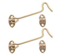Abaodam 2 Pezzi Gancio di Sicurezza in Ottone Color Oro per Porte e Finestre Scorrevoli, Facile da Installare, Stile Vintage Rustico per Uso Interno ed Esterno