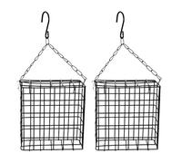 Abaodam 2 Pezzi Mangiatoia per in Metallo con Rete Aperta e Catena Regolabile Porta Cibo per Pappagalli da Esterno per Balconi e Cortili Supporto Compatto e Resistente per Alimentazione