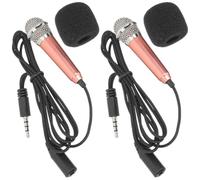 Abaodam 2 Pezzi Mini Microfono Portatile per Telefono Cavo, Piccolo Microfono per Registrazione Vocale e Karaoke, Compatibile Smartphone e App di Canto, Colore Oro, Leggero e Pratico