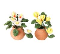 Abaodam 2 Pezzi Mini Piante Artificiali in Argilla Design Realistico Calla Lily per Casa delle Bambole e Scrivanie, Decorazione Miniatura Dettagliata e Salvaspazio