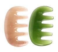 Abaodam 2 Pezzi Pettine a Denti Larghi in Cera di Resina per Massaggio Chioma e Capelluto, Strumento di Guasha per Massaggio Punto di Agopressione, Design Elegante e Confortevole
