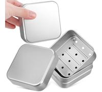 Abaodam 2 Pezzi Portasapone Design Minimalista e Semplice Quadrato da Viaggio in Alluminio Argento con Vassoio Drenante e Resistente Agli Strappi per Uso Bagno e Viaggio