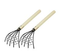 Abaodam 2 Pezzi Rastrello per Frutti di Mare con Manico in Legno Strumento Manuale Leggero e Resistente per Scavo di Telline Vongole e Gusci sulla Spiaggia Pratico e Durevole