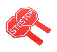 Abaodam 2 Pezzi Segnali Stradali Doppi con Manico Cartelli Stop e Via Impermeabili per Educazione Sicurezza e Giochi Interattivi Traffico