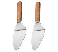 Abaodam 2 Pezzi Spatola Inossidabile con Legno Pizza e Torta Triangolare Resistente Utensile Professionale per Cottura e Servizio