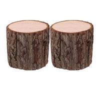 Abaodam 2 Pezzi Tronco Cavo Decorativo in Legno, Finto Ceppo di Albero, Marrone, Design Cavo, Base Stabile, per Location Matrimonio e Sentieri di Ghiaia, Stile Rustico Vintage