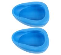 Abaodam 2 Pezzi Vaso in Plastica Blu Sagomato per Pazienti Allettati Bordi Antitrabocco e Superficie Liscia per Assistenza Domiciliare e Pulizia Semplice