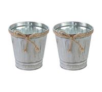 Abaodam 2 pz Corda Secchio di Vaso di Fiori Decorazione Vintage Brocca Antico Vaso Secchi di Metallo per Festa Shabby Chic di Metallo Zincato Fioriera Vintage Brocca Lattiera Ferro