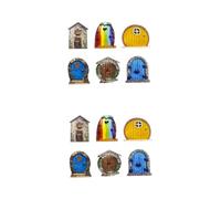 Abaodam 2 Set Artigianato Porta Fata in Legno Arredamento Porta Delle Fate Per Giardino Porta in Miniatura Porta Della Casa Delle Fate Porte Di Legno 6 Pezzi * 2