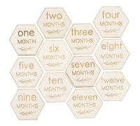 Abaodam 2 Set Di Carte Con Blocchi Per Bambini 12 Mesi Cartelli Di Crescita Per Bambini Carte in Legno Per La Decorazione Della Stanza 12 Pezzi * 2