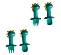 Abaodam 2 Set Integratore Alimentare Cucchiaio e Forchetta Utensile Per Mangiare Bambino Forchetta Infantile Cucchiaio Morbido Bambino Che Fa i Primi Passi Cartone Animato Gel Di Silice