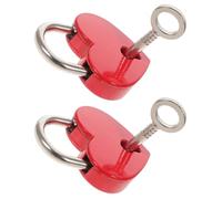 Abaodam 2 Set Lucchetti Mini a Forma di Cuore Chiave, Corpo Robusto in Lega di Zinco, per Valigie e Diari, Lucchetti Piccoli Rosso
