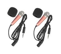 Abaodam 2 Set mini microfono cuffia senza fili microfono da bavero senza fili mini USB c usb karaoke portatile piccolo per karaoke per telefono spugna Golden