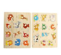 Abaodam 2 set Puzzle in Legno Montessori per Animali da Giochi Educativi Incastri con Pomelli Giocattoli in Legno per Sviluppo Cognitivo e Coordinazione Manuale Colori Vivaci per Ragazzo
