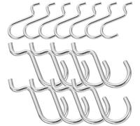 Abaodam 20 Pezzi Gancio Doppio in Filo per Pannello Forato, Metallo Argento | Arco Posteriore Rialzato, Design a J, Facile Installazione, per Utensili e Parete Attrezzata