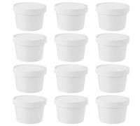 Abaodam 25 set Coppette in Carta Coperchio Contenitori Usa e Getta per Gelato Zuppe e Snack Design Doppio Bianco Pratici per Eventi e Catering