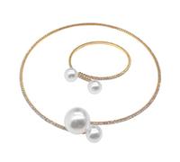 Abaodam 2pezzi Bracciale di Perle per Donna Set di Gioielli Catena Griffe Bracciale Sposa Perle Accessorio Elegante per Abito da Sposa Regalo per Compleanno o Anniversario
