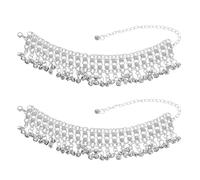 Abaodam 2pezzi Cavigliera Campanella e Catena Nappe Di Perle Bracciale Per Piede Tintinnio Accessori Regolabili Per Donne Da Ballo Spiaggia Festival e Abbigliamento Estivo