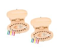 Abaodam 2set Scatola per Dentini da Latte in Legno con Pinzetta e Penna Contenitore Porta-dentini Forma di Ippopotamo per Ragazza come Ricordo Memorabile per Primi Anni