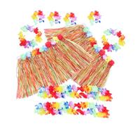 Abaodam 2Sets Gonne Hawaiane e Ghirlande Decorativa Costumi per Festa Luau Spiaggia Set Colorazioni Vivaci e Design Chic per età