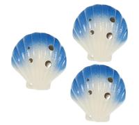 Abaodam 3 Pezzi 6 ocarina the fono bellissima giocare azzurra ocarine collana di conchiglie di mare strumento a fiato per principianti strumento musicale ceramica Blue