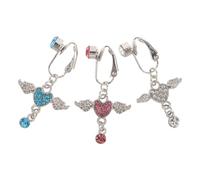 Abaodam 3pezzi Gioielli per Ombelico Finti Decorazioni Angeliche e Cuore Clip su Anelli Pendenti per Ombelico per Donne Accessori senza Piercing per Festa e Matrimonio