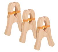 Abaodam 3pezzi Mollette in Legno Jumbo Ecologiche Resistenti Senza Stile Montessori e Didattico Marroni Sostenibili Per Uso Domestico e Scolastico