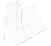 Abaodam 3pezzi Supporto per Libri in Acrilico Trasparente con Design Triangolare Stabile Espositore Compatto e Moderno per Album Brochure Foto e Riviste Organizer Salvaspazio per Casa