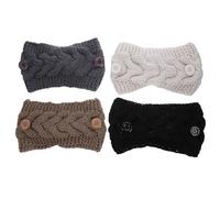 Abaodam 4 Fasce per Chioma in Lana Fiocco e Bottoni Scaldaorecchie Invernali Morbide e Calde Set da 4 Colori Vari Accessorio Moda Donna per Sci Corsa e Attività All’Aperto in Clima