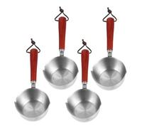 Abaodam 4 Mini Pentole in Acciaio Inossidabile da 150 Ml con Manico in Legno, Mini Pentolino per Sciogliere Burro e Cioccolato con Beccucci Versatori, Pentola da Cucina con Scala