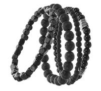 Abaodam 4 pezzi Bracciali Uomo in Pietre Naturali con Zirconi e Banda Elastica Design Unico Nero Opaco e Rame Resistente AI Graffi Accessorio Elegante per Biker e Regalo Raffinato