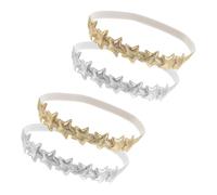 Abaodam 4 pezzi Cerchietti per Bambina con Stelle Glitterate Fasce Elastiche Sicure e Colorate per Accessori Capelli per Compleanni e Foto Quotidiane