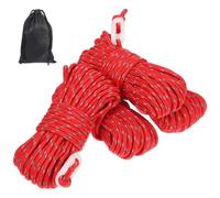 Abaodam 4 Pezzi Corda Riflettente per Tenda da Campeggio 10m, Nylon Rosso | Trekking e Campeggio, Alta Visibilità, Materiale Robusto, con Sacchetto di Conservazione