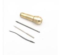 Abaodam 4 Pezzi Kit di Utensili per Cucito in Pelle Punteruolo in Rame e 3 Aghi per Riparazione Scarpe, Facile da Usare, per Fai da Te e Patchwork