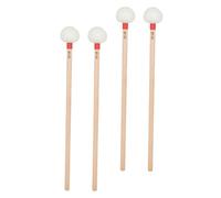 Abaodam 4 Pezzi Mazze per Timpani con Testa in Feltro Bianco e Manico in Legno Rosso, Bacchette per Percussioni Professionali per Orchestra, Banda e Studio Musicale