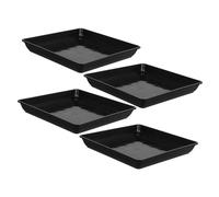 Abaodam 4 Pezzi Sottovasi Rettangolari in Plastica PP per Piante da Interno ed Esterno Vaschette Resistenti per Raccolta Acqua e Base Stabile per Vasi Multipli Nero