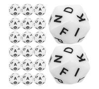 Abaodam 40 Pezzi Dado a 20 Facce Bianco in Acrilico, Stimola Pensiero Inventivo e Giochi di Ortografia, per Apprendimento Scolastico e Giochi Educativi in Classe