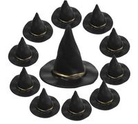 Abaodam 48 Pezzi Cappelli da Strega Miniature in Plastico Nero per Decorazioni Halloween Tavola e Cake Topper Centro Tavola Festa