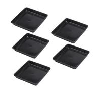 Abaodam 5 Pezzi Piattini Sottovasi Quadrati in Plastica Nero Resistenti al Calore e Impermeabili Vassoi Antigoccia Riutilizzabili per Fioriere da Interno ed Esterno Protezione Pulizia