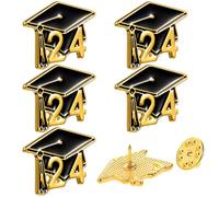 Abaodam 5 Pezzi Spille Cappello Laurea Metallo Resistente Spille Decorative Unisex per Abiti e Divise Distintivi Tocco Laurea Accessori Costume Jewelry